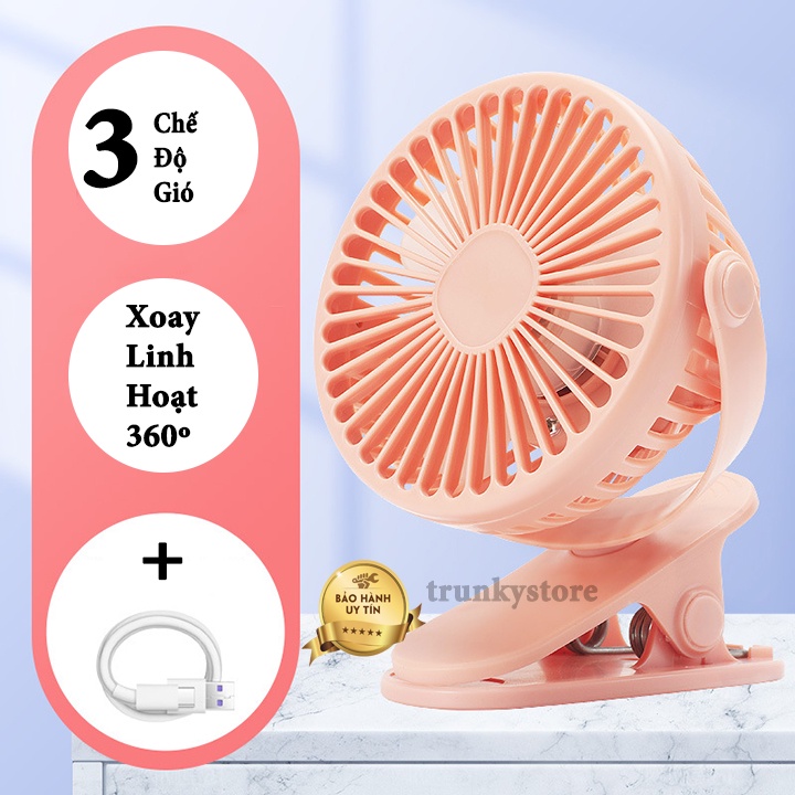 Quạt kẹp bàn tích điện - quạt mini để bàn xoay 360 độ tiện lợi q3