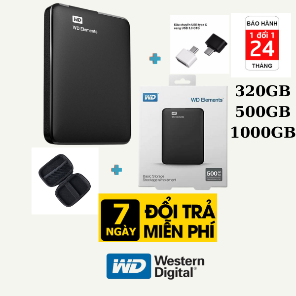 [HCM]Ổ Cứng Di Động 500gb/320gb/1tb tặng kèm túi chống sốc đầu chuyển usb otg type c