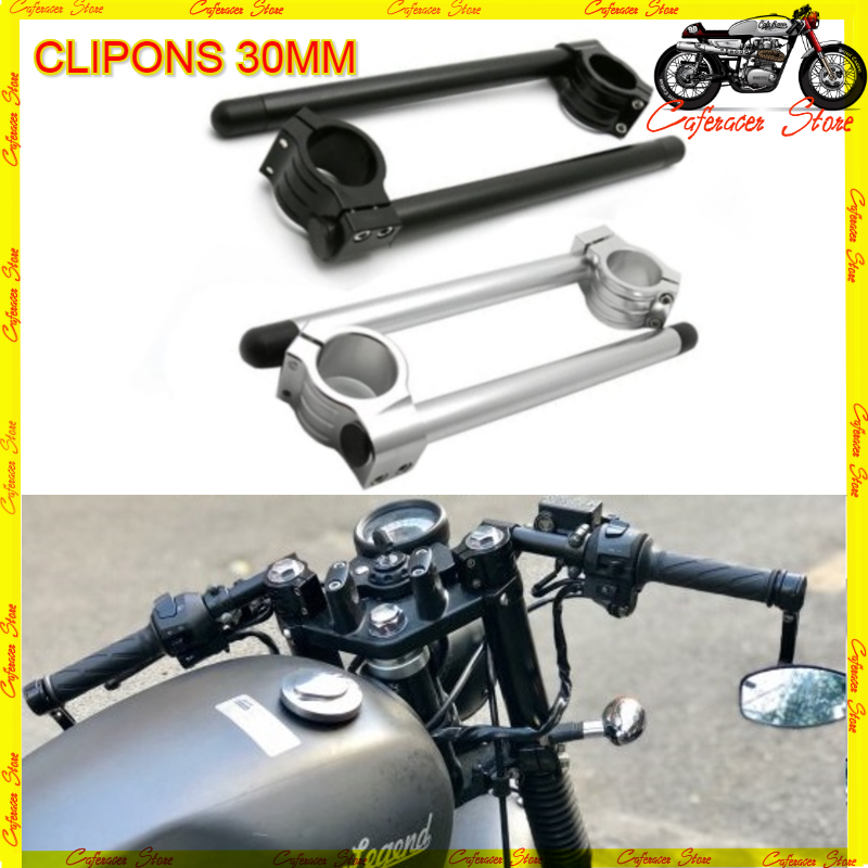 CLIP ON 30MM - GHI ĐÔNG ĐỘ XE CAFE RACER , Tay lái xe máy độ cho xe cafe racer màu đen | CAFE RACER STORE