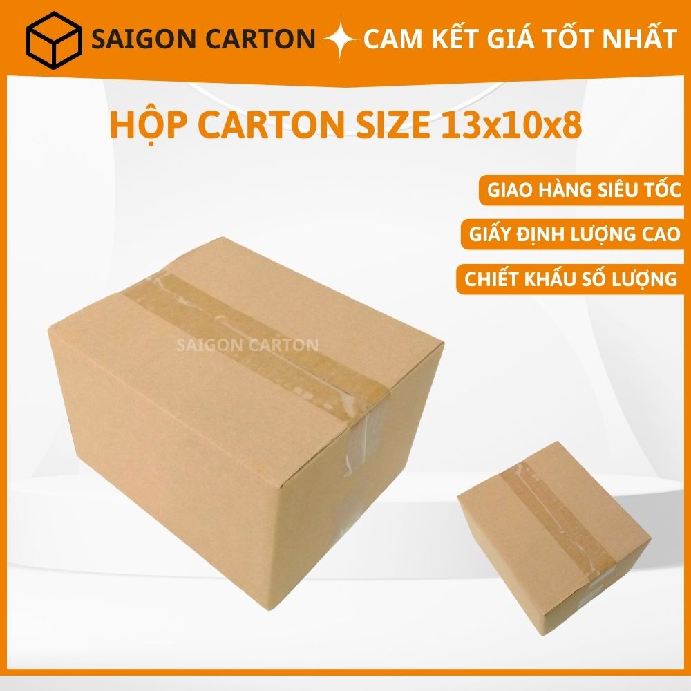 10 Thùng giấy carton gói hàng online ship COD size 13x10x8 cm