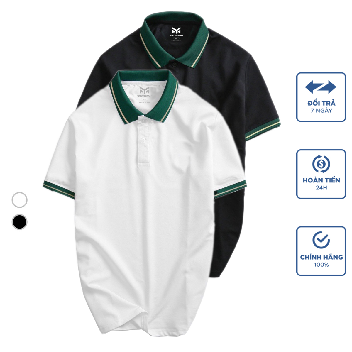 Áo polo nam big size 85-130kg cổ xanh, áo thun nam big size polobigman - pbm001