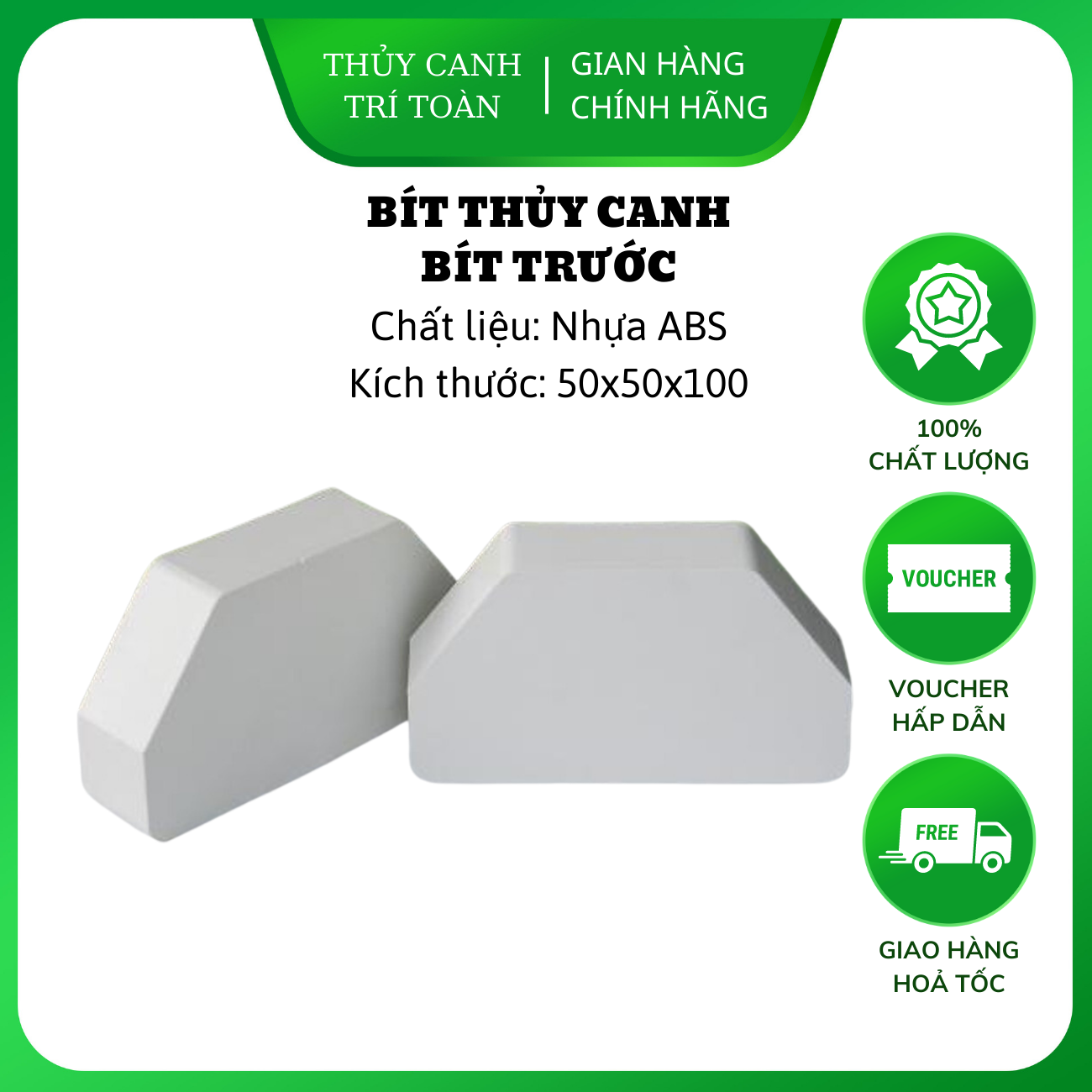 Bít kín ống trồng rau thủy canh dùng cho ống thủy canh hồi lưu 50x50x100