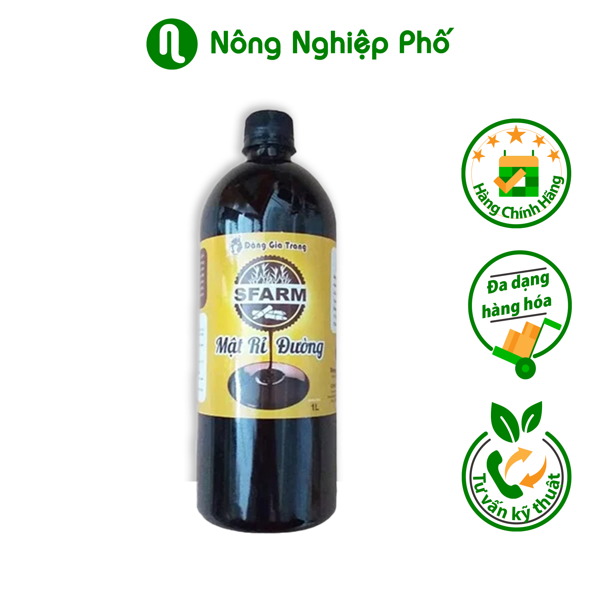 Mật rỉ đường Sfarm cao cấp hỗ trợ cải tạo đất, chất xúc tác ủ phân - Chai 1 lít (1.35kg) - Nông Nghiệp Phố