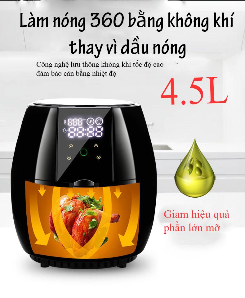 Nồi chiên không dầu ozoopu 4.5 lít cao cấp 2019 - hàng nhập khẩu