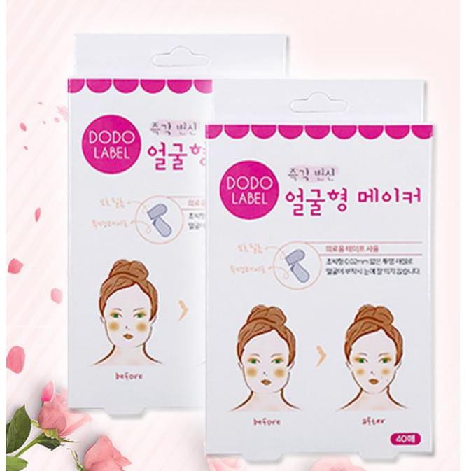 [HCM]Hộp 40 miếng dán VLine thon gọn mặt DODO LABEL Hàn Quốc Một Hộp 40 Miếng Băng Dính Vline Thon Gọn Mặt Dodo Hàng Nội Địa Trung miếng dán cằm vline