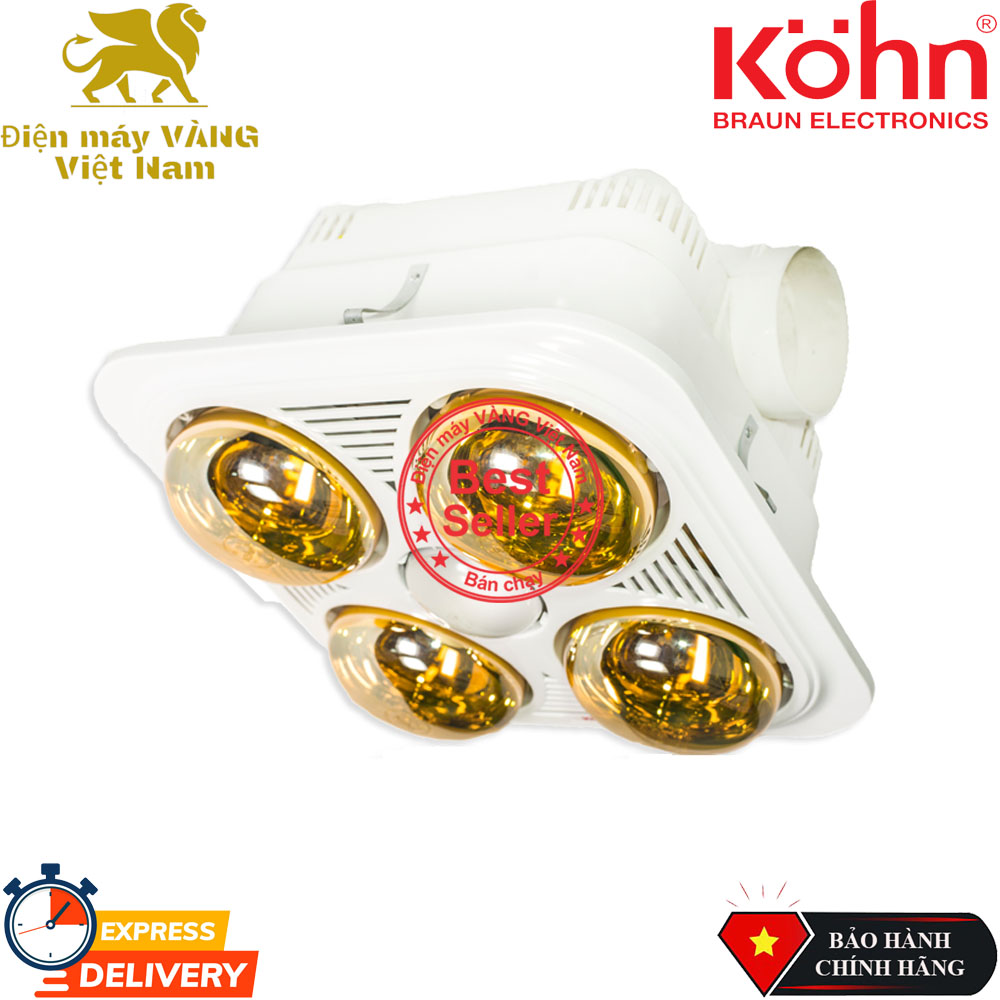 Đèn sưởi nhà tắm âm trần Braun Kohn BU04G và BU04GR bảo hành 5 năm
