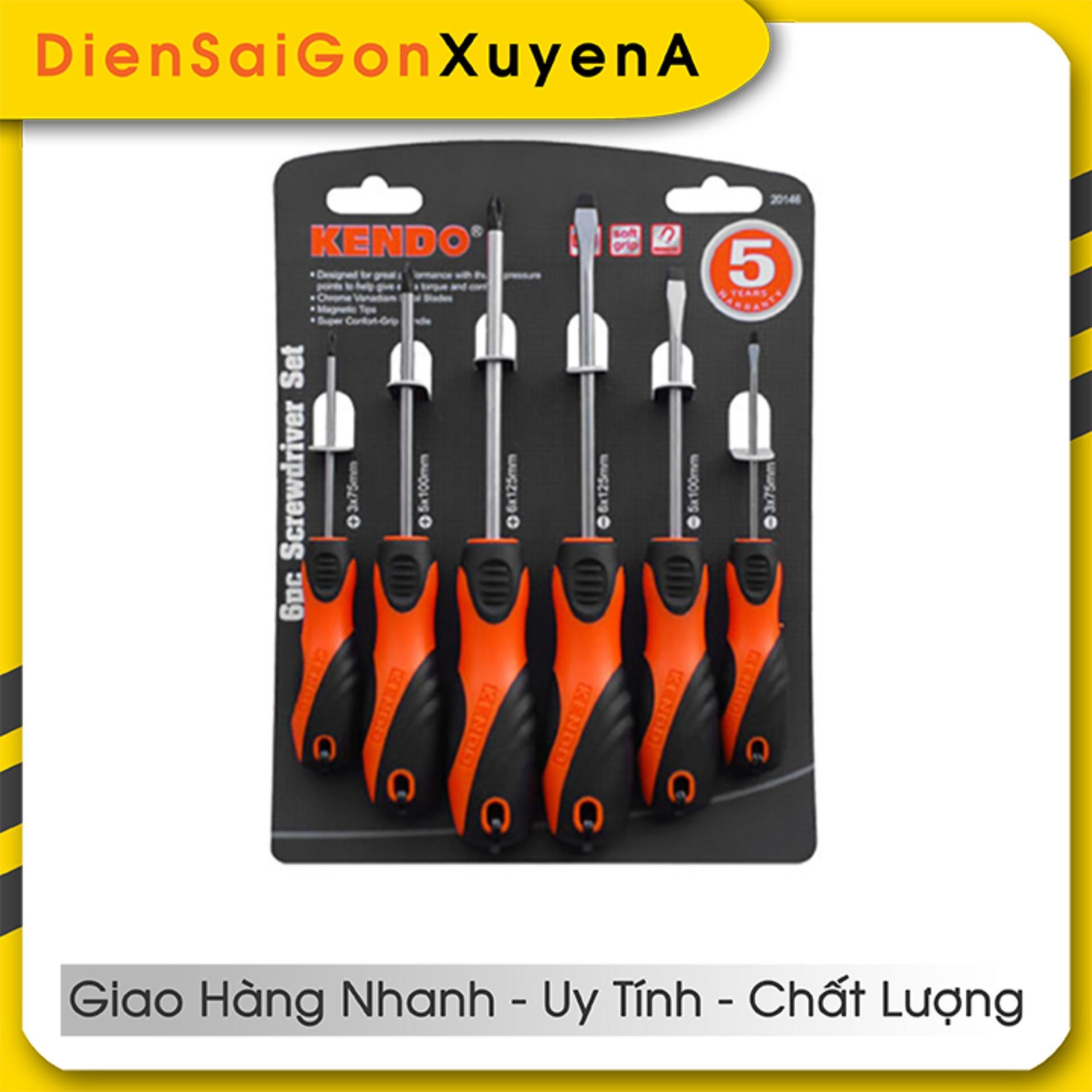 Bộ 6 cây tuốc nơ vít có nam châm crv tpr kendo 85114 - điện sài gòn xuyên á