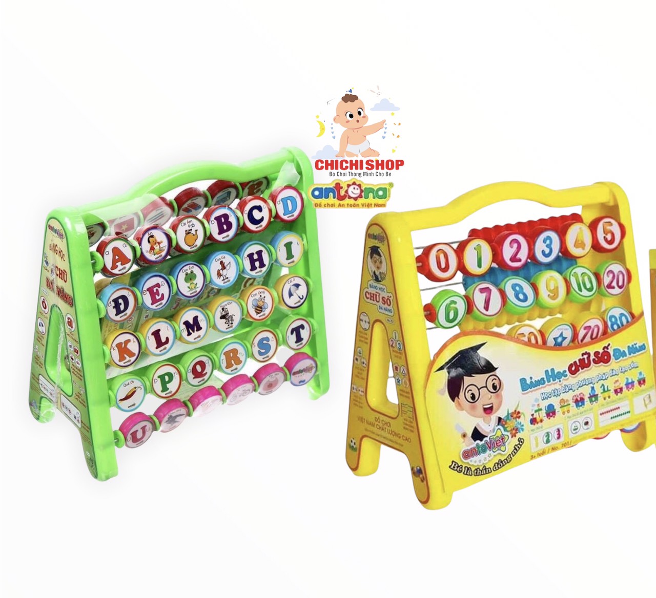 Combo 2 kệ học chữ cái và số đa năng bằng nhựa chính hãng antona cho bé