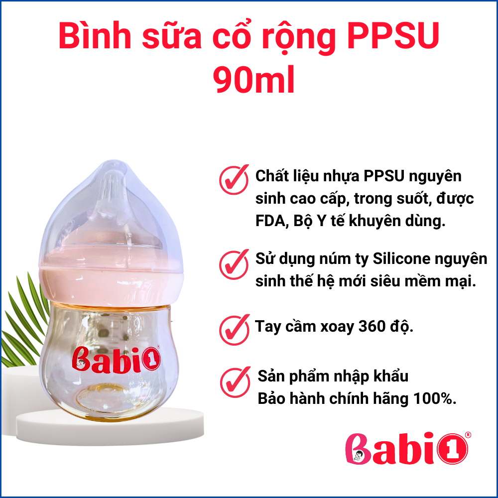 High Quality Transparent PPSU Feeding Bottle 90ml Babi1