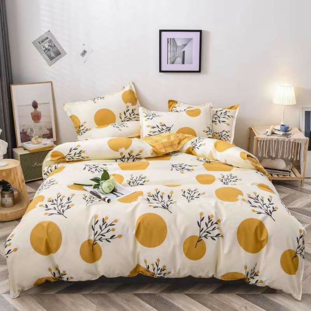 Bộ Chăn Ga Gối Trăng Vàng Cotton Poly Bộ Chăn Ga Gối Cao Cấp Nhập Khẩu 5 Món, 4 Món Bộ Sản Phẩm Chăn Ga Gối Nệm Nhiều Kích Thước Dùng 4 Mùa Gồm 1 Ga, 1 Vỏ Chăn, 02 Vỏ Gối (Có Lựa Chọn Mua Thêm Vỏ Gối Ôm)