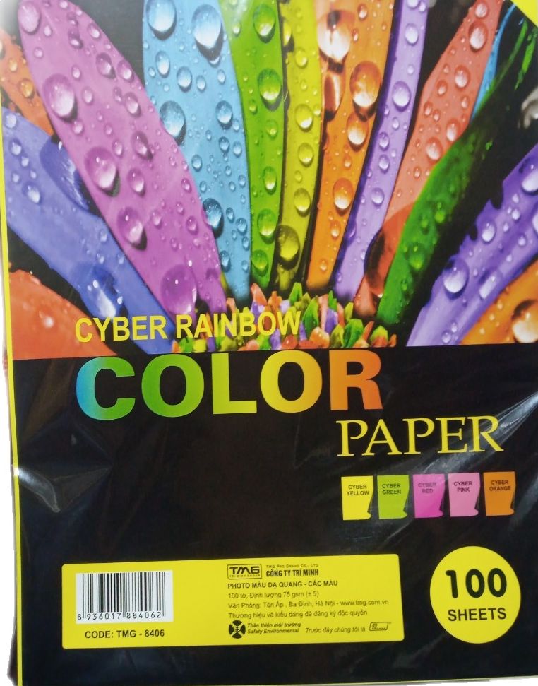 Giấy bìa A4 màu dạ quang 75gsm