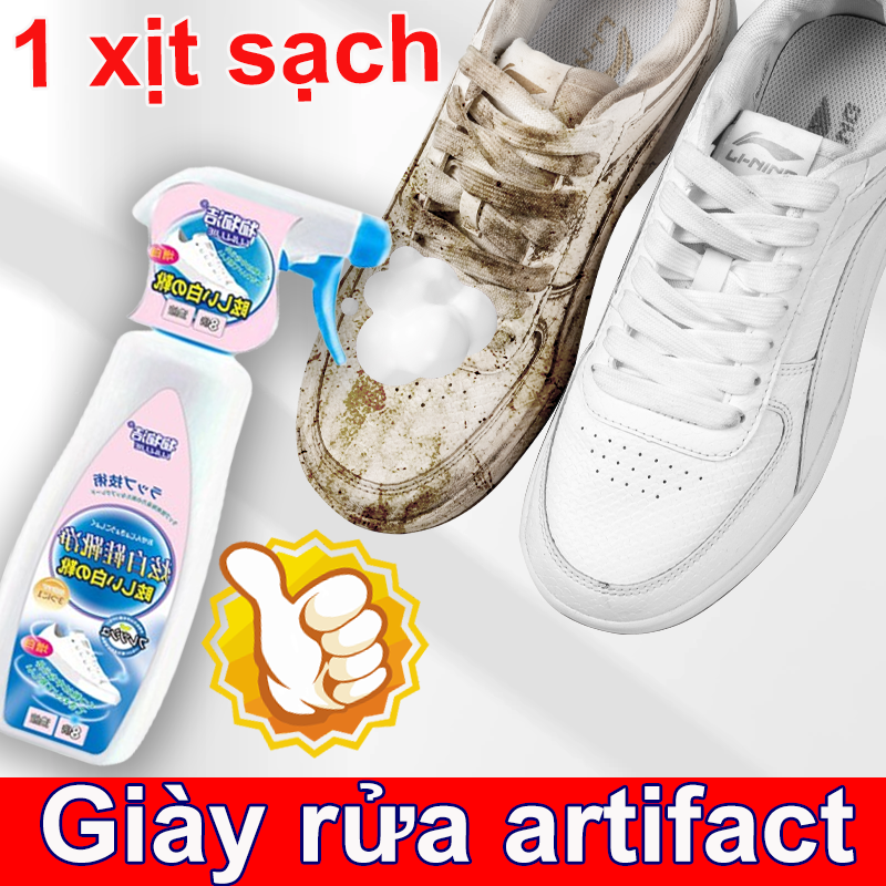 👟vê sinh giÃy👟giày tẩy khô giặt vệ sinh giày xịt giày tẩy trắng giày 425ML chai xịt giày Loại bỏ màu vàng làm trắng Không làm tổn thương bề mặt giày Vết bẩn dai dẳng giải quyết dễ dàng Làm sạch và khử mùi Thuốc tẩy trắng giày Bọt rửa giày