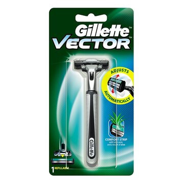 Dao Cạo Râu Gillette Vector Hai Lưỡi Kép (1 Cán + 1 Lưỡi) Vector Men's Razor