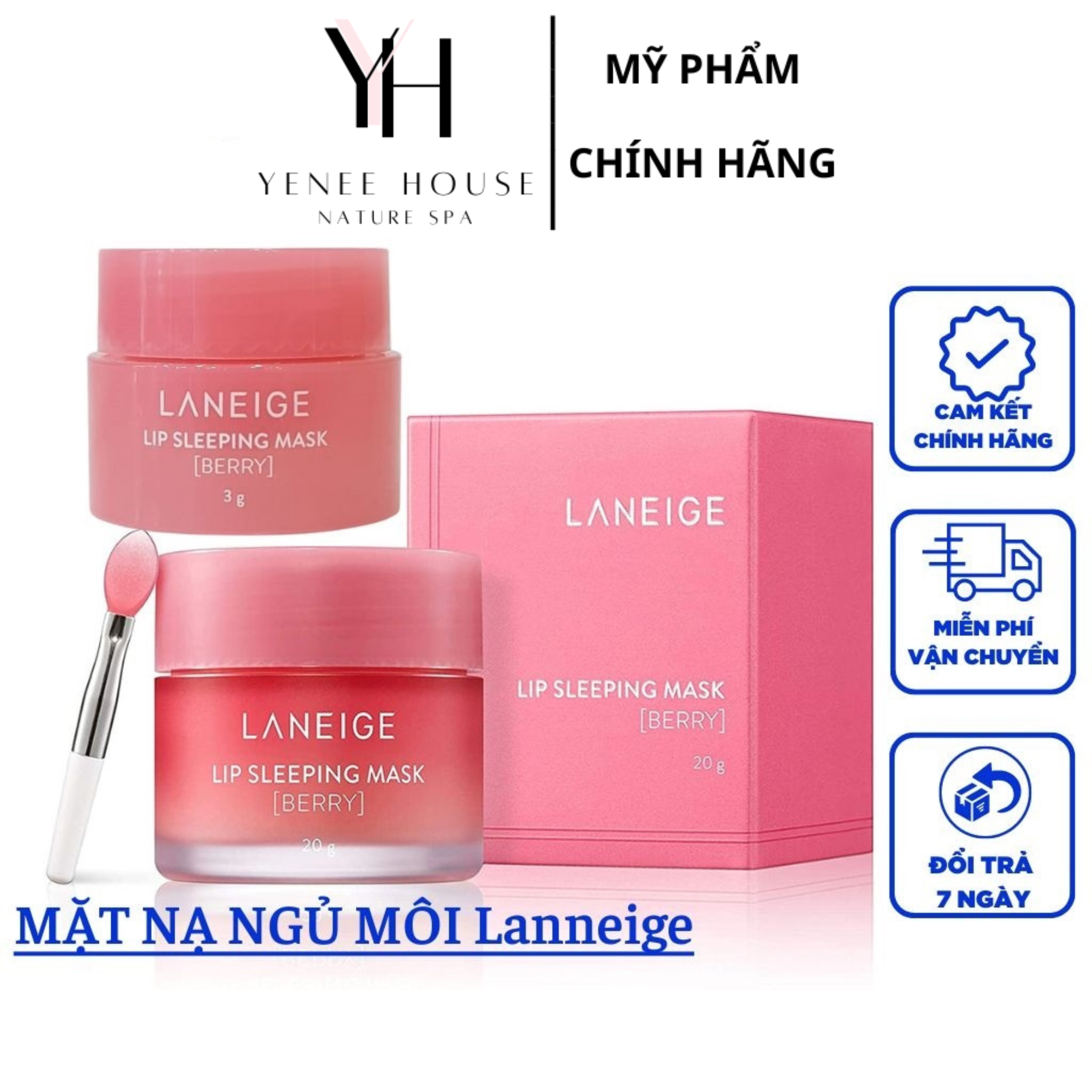 Mặt Nạ Ngủ Môi Dưỡng Ẩm, Căng Bóng Mềm Mịn Hương Dâu Laneig Lip Night Mask 3g.