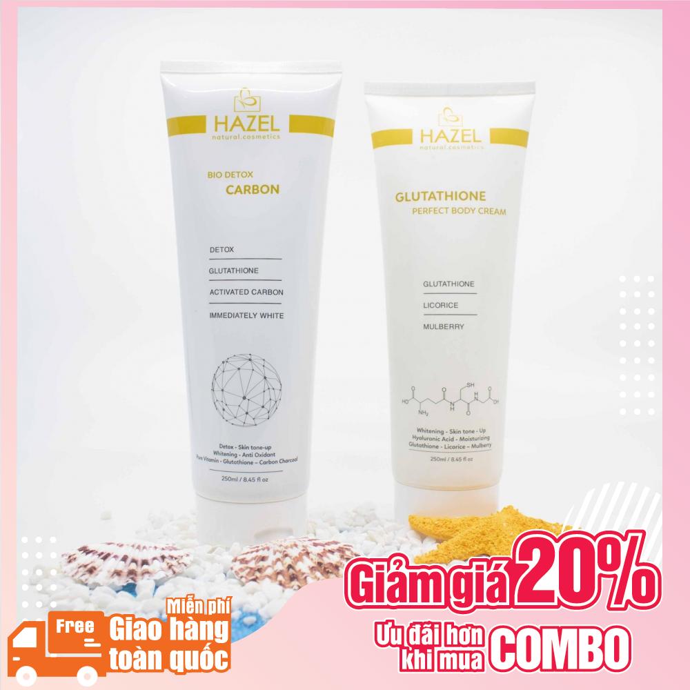 Combo Tắm Trắng / Ủ Trắng Thải Độc Than Hoạt Tính và Dưỡng Trắng Body Chuyên Sâu Hazel
