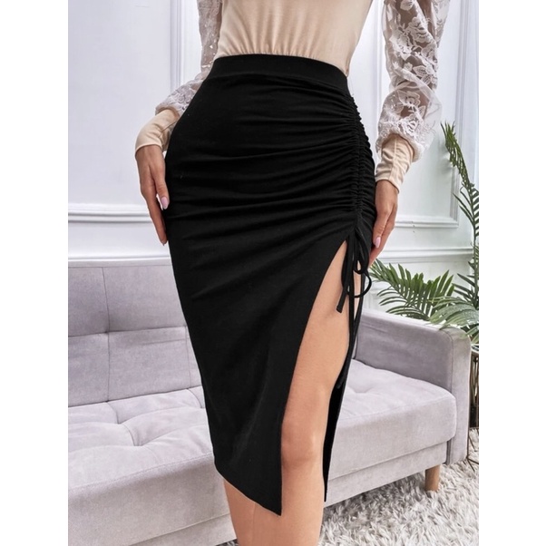 Chân váy rút dây xẻ đùi