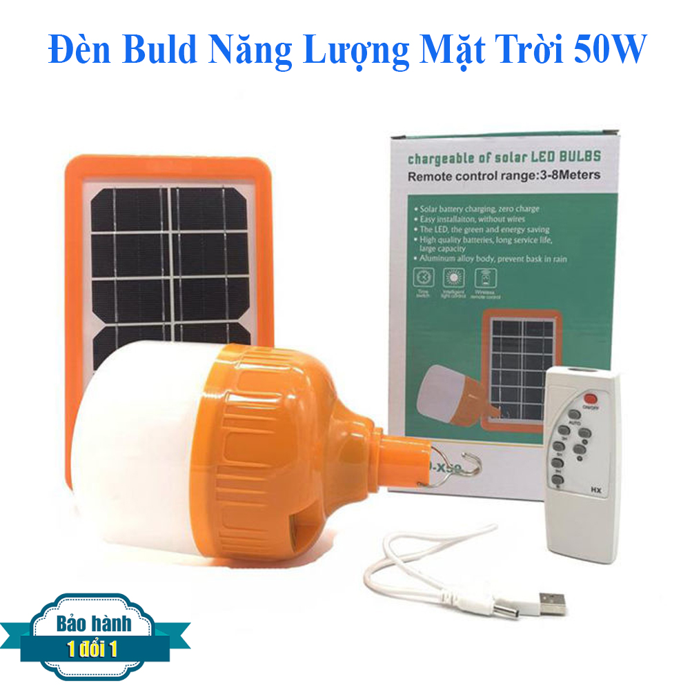 Đèn Năng Lượng Mặt Trời 50W, Bóng Đèn Năng Lượng Mặt Trời Chip LED Siêu Bền Giúp Tiết Kiệm Điện Năng Sử Dụng Liên Tục 12 Giờ Liên Tục