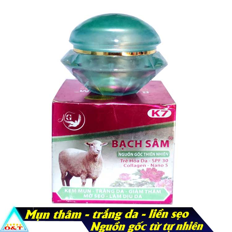 Kem mụn trắng da giảm thâm mờ sẹo làm dịu da Bạch Sâm K7 25g