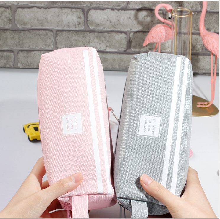 Túi đựng bút 2 ngăn tiện dụng, túi đựng đồ dùng họp tập trơn màu phong cách vintage