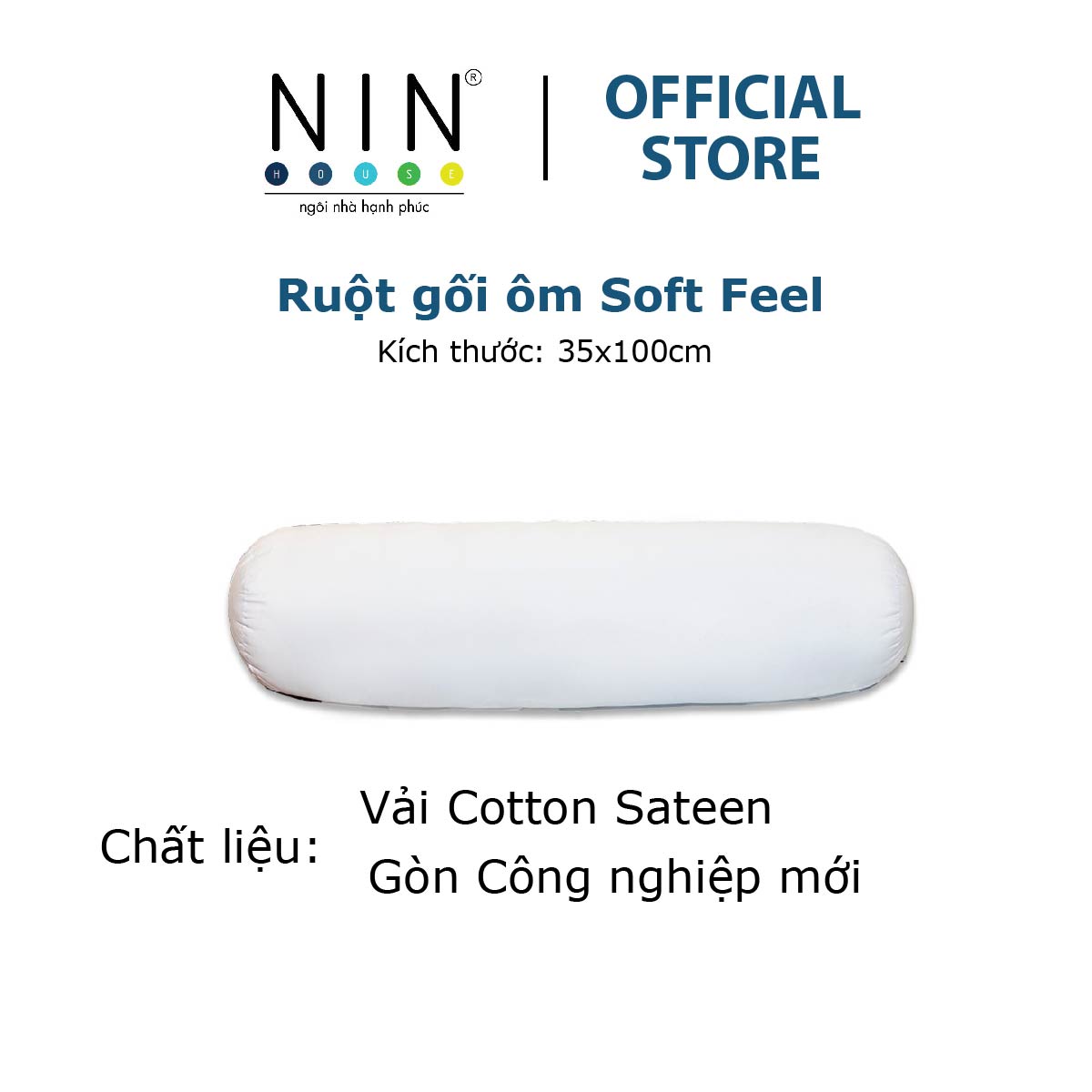 Ruột gối ôm soft feel nin house kích thước 35x100cm