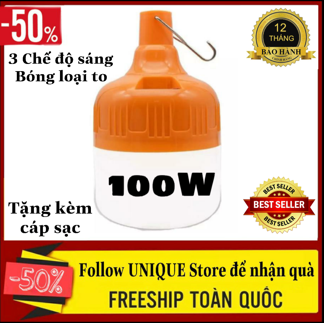 [ Hàng Xịn ] Bóng Đèn Led Tích Điện 100W Sạc Dây usb - Bóng Đèn Tích Điện Siêu Sáng 100W - Bóng Đèn Dự Trữ Điện - Bóng Đèn Dã Ngoại, Bóng Đèn Tích Điện