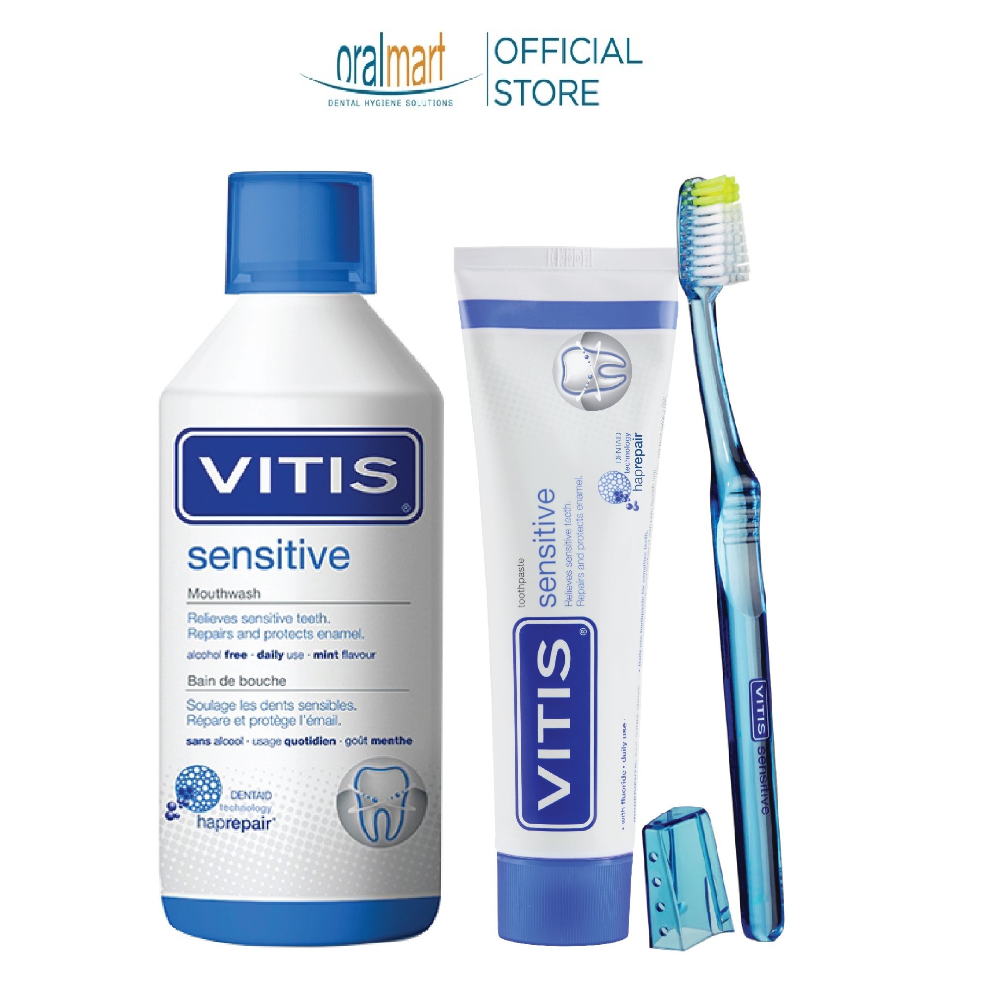 Bộ sản phẩm chăm sóc răng miệng dành riêng cho răng nhạy cảm - Vitis Sensitive Mixed Pack | Oralmart