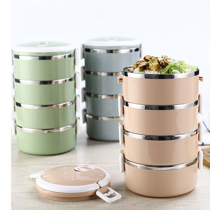Cặp lồng 4 tầng, cặp lồng đựng thức ăn giữ nhiệt làm từ nhựa lúa mạch !