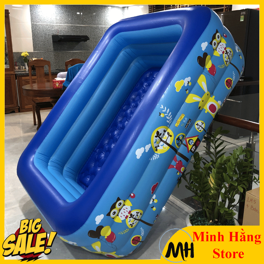 [ LOẠI 1m5- ĐÁY 2 LỚP- GIẢM GIÁ CỰC SỐC CHỈ 3 NGÀY] Bể bơi 3 tầng hình chữ nhật cho trẻ em và người lớn vui chơi, bể tắm bơm hơi tiện dụng, Bể phao 3 tầng cho cả gia đình