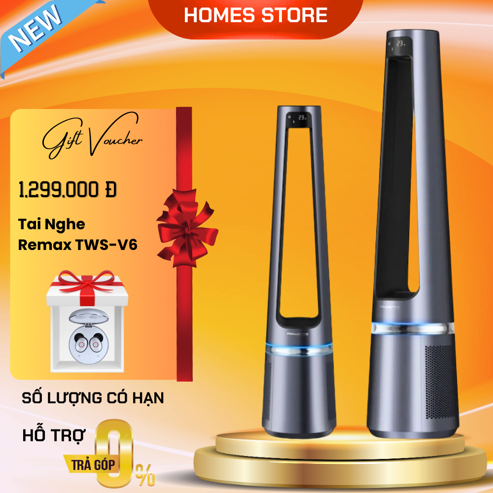 Quạt không cánh kiêm lọc không khí rowenta eclipse qu5030f0 - nhập khẩu đức 12 cấp độ gió lọc sạch 99,95% bụi mịn có cảm biến nhiệt độ auto, ồn cực thấp công suất 33 w - hàng nhập khẩu
