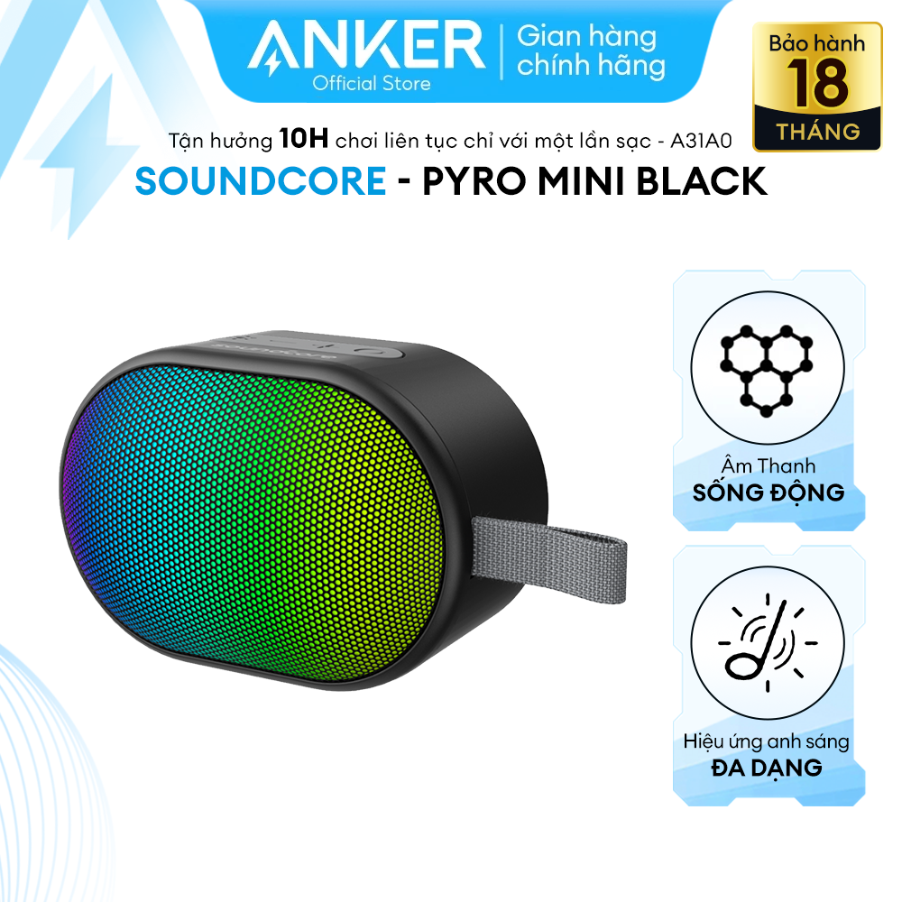 Loa bluetooth Anker Soundcore A31A0 phát nhạc 12h, 6W 12 hiệu ứng ánh sáng - A31A0