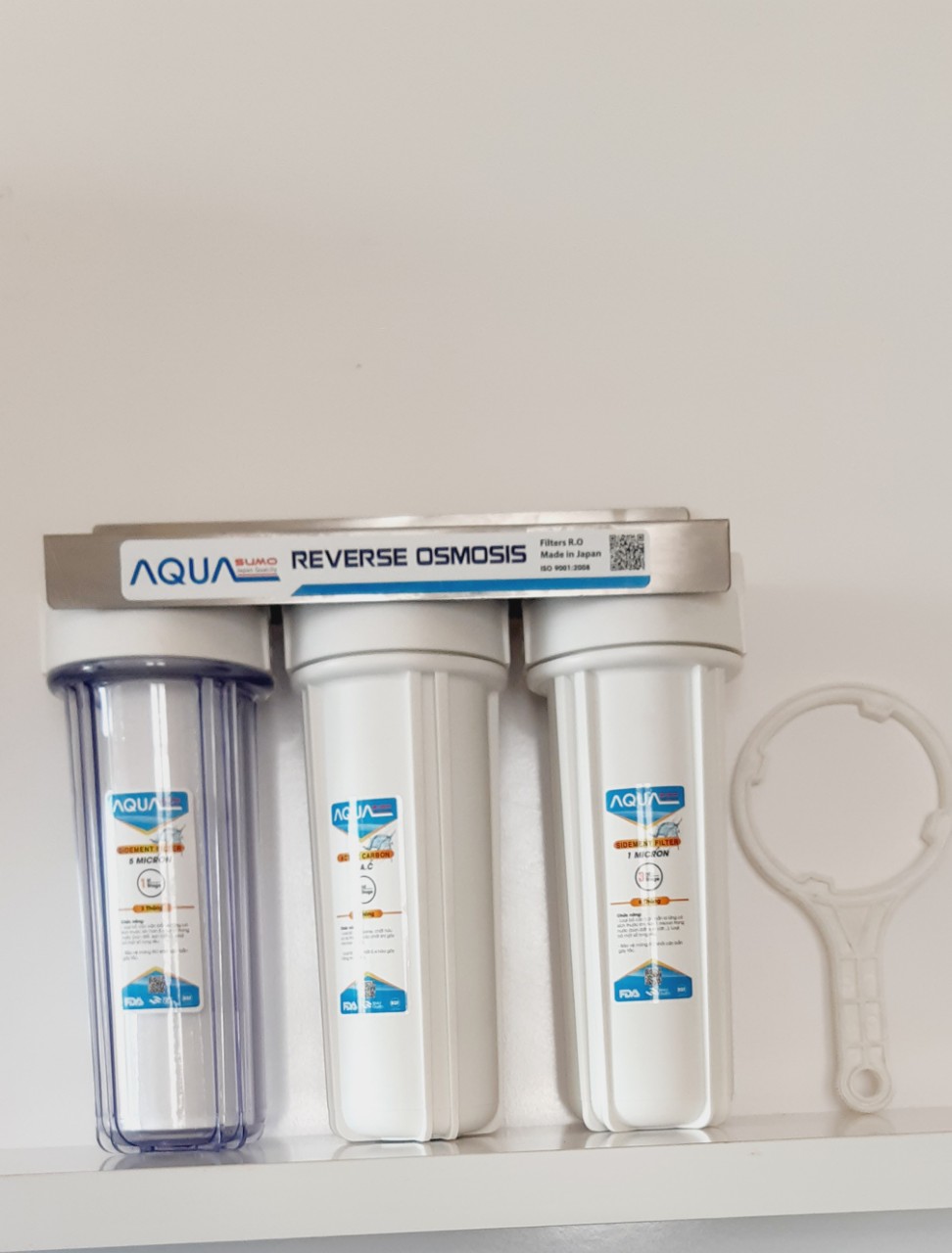 Bộ lọc sinh hoạt 3 cốc lọc 10 inch AQUA ly organic