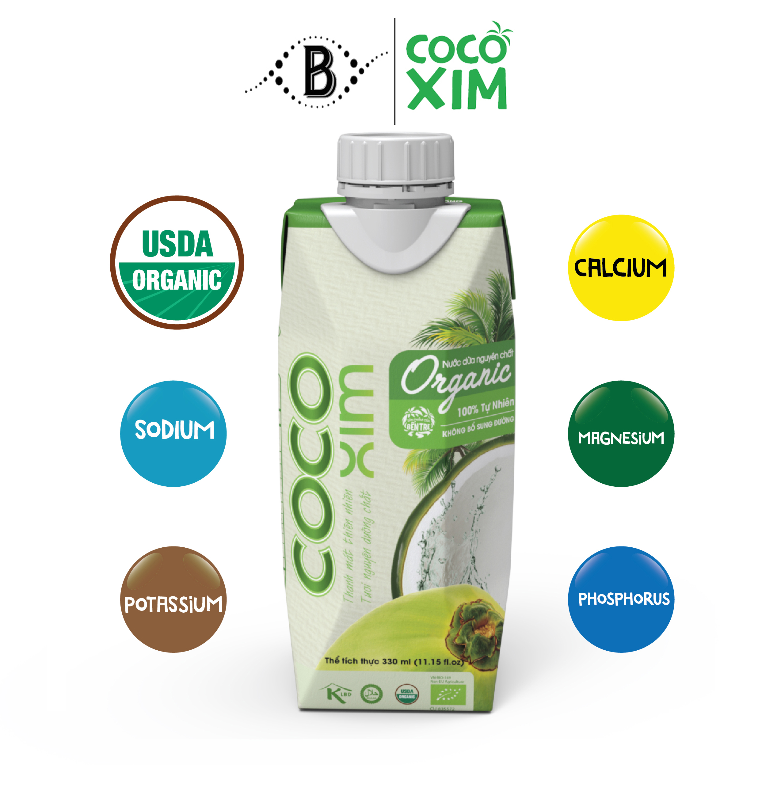[BẬT NẮP UỐNG DỪA TƯƠI] - Nước dừa đóng hộp Organic COCOXIM 100% dừa tươi nguyên chất mọc tự nhiên được nông dân hái trực tiếp từ vùng dừa lớn nhất Việt Nam OGN0004LA - Thương hiệu COCOXIM - dung tích 330ml/hộp - BALO STORE