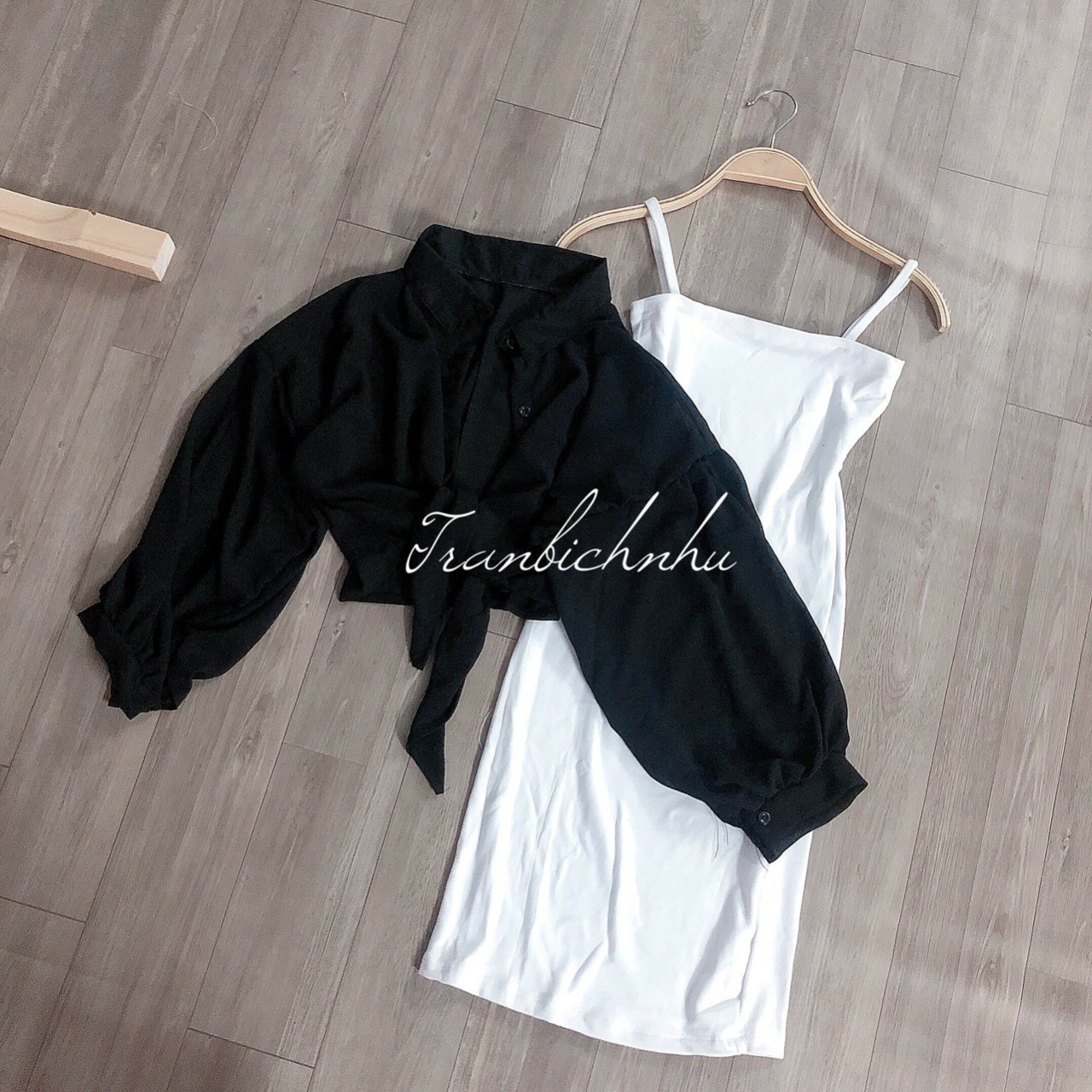 [HCM]SÉT ÁO SƠ MI VOAN KÈM VÁY BODY 2 DÂY