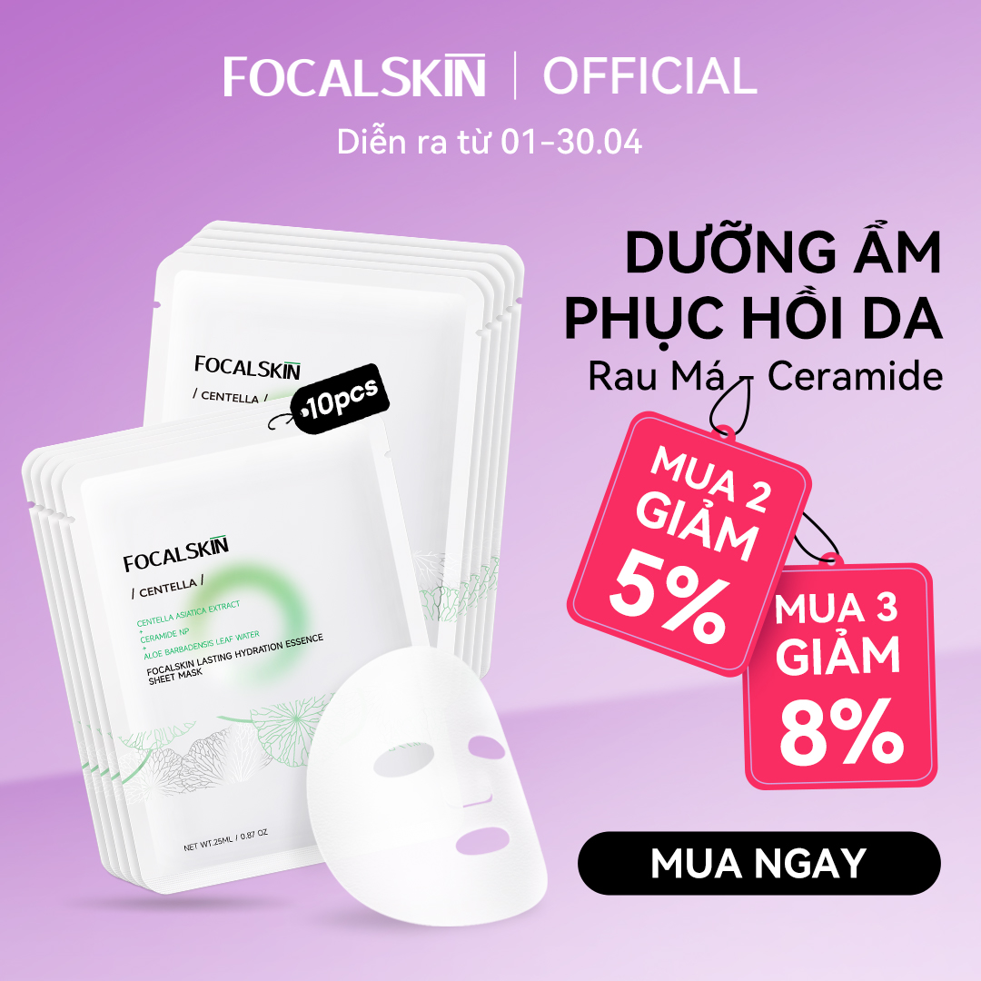 FOCALSKIN Mặt Nạ Giấy B5 RAU MÁ 5X Ceramide 5X Cấp Ẩm Phục Hồi Da Tổn Thương 25ml | Mask giấy dưỡng ẩm