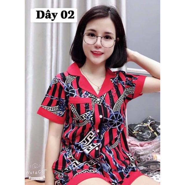 Bộ pijama lụa cát họa tiết sang chảnh, bộ lụa mặc nhà, bộ lụa cao cấp, bộ ngủ, bộ quần áo nữ