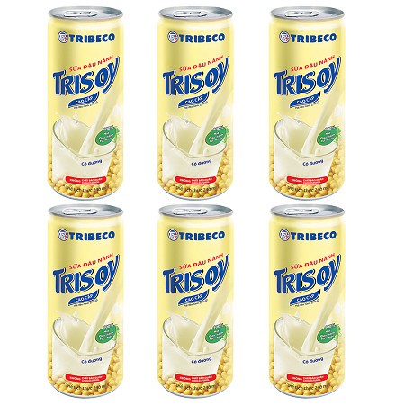 Lốc 6 lon Sữa đậu nành Tribeco Trisoy 240ml