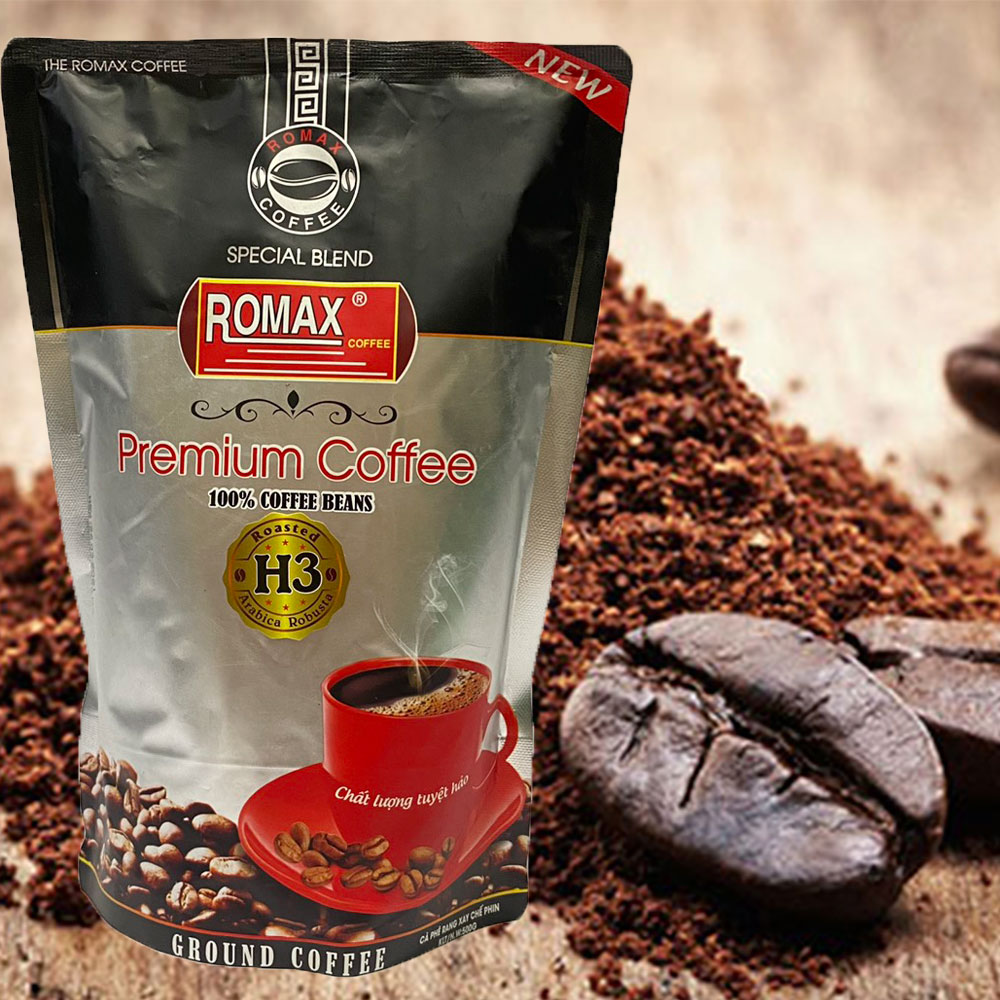 Cà phê rang xay ROMAX H3 Arabica Robusta 500gr túi bạc - Romax Coffee