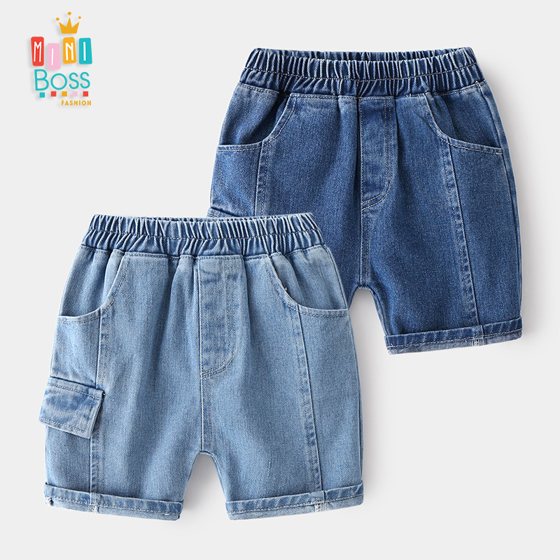 Quần short jean cho bé trai 10-25kg quảng châu | quần sooc bò cho bé miniboss qdj142