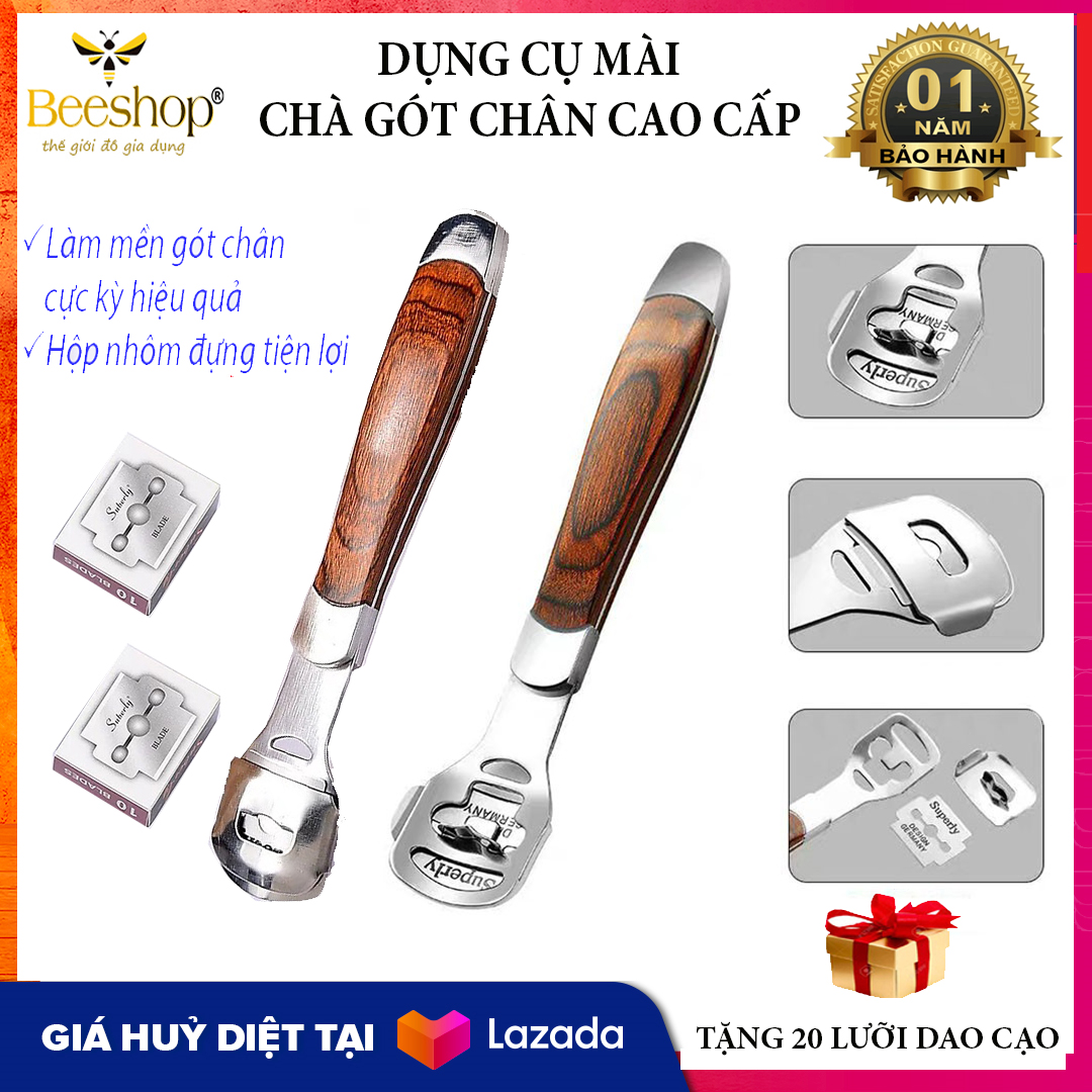 [GIÁ CỰC SỐC] Dụng cụ chà gót chân, dụng cụ tẩy tế bào chết cho da chân,  dụng cụ chuyên dụng salon, đẩy lùi vết chai sạm hiệu quả tặng kèm 20 dao cạo thay thế