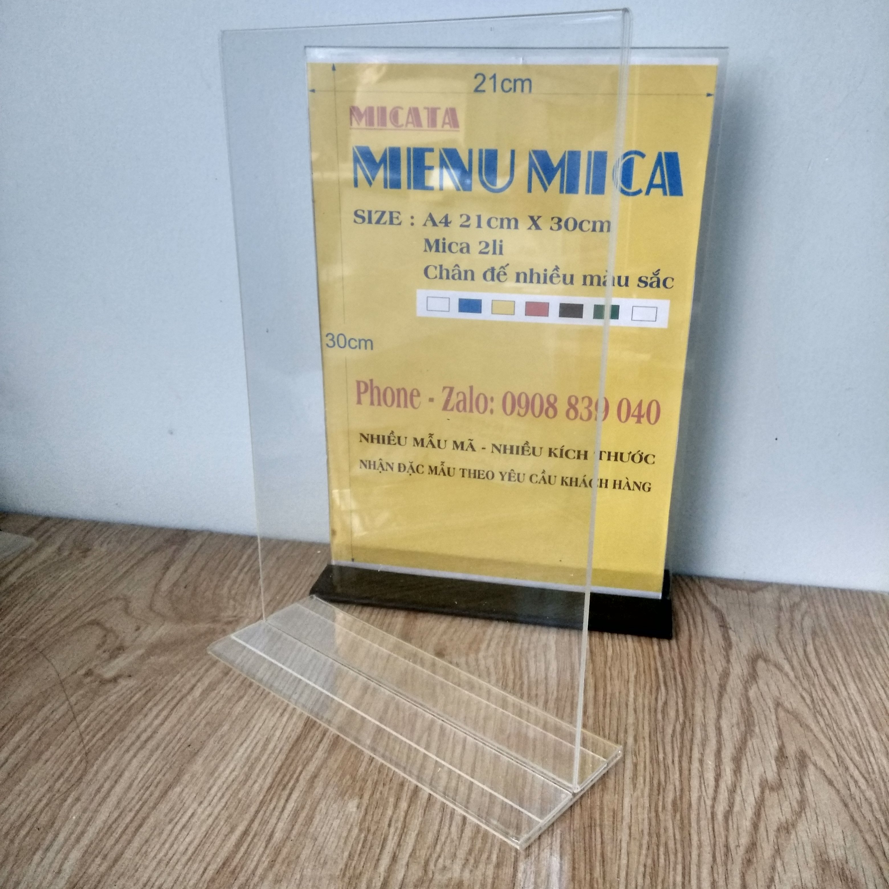 Menu mica a4 30x21cm
