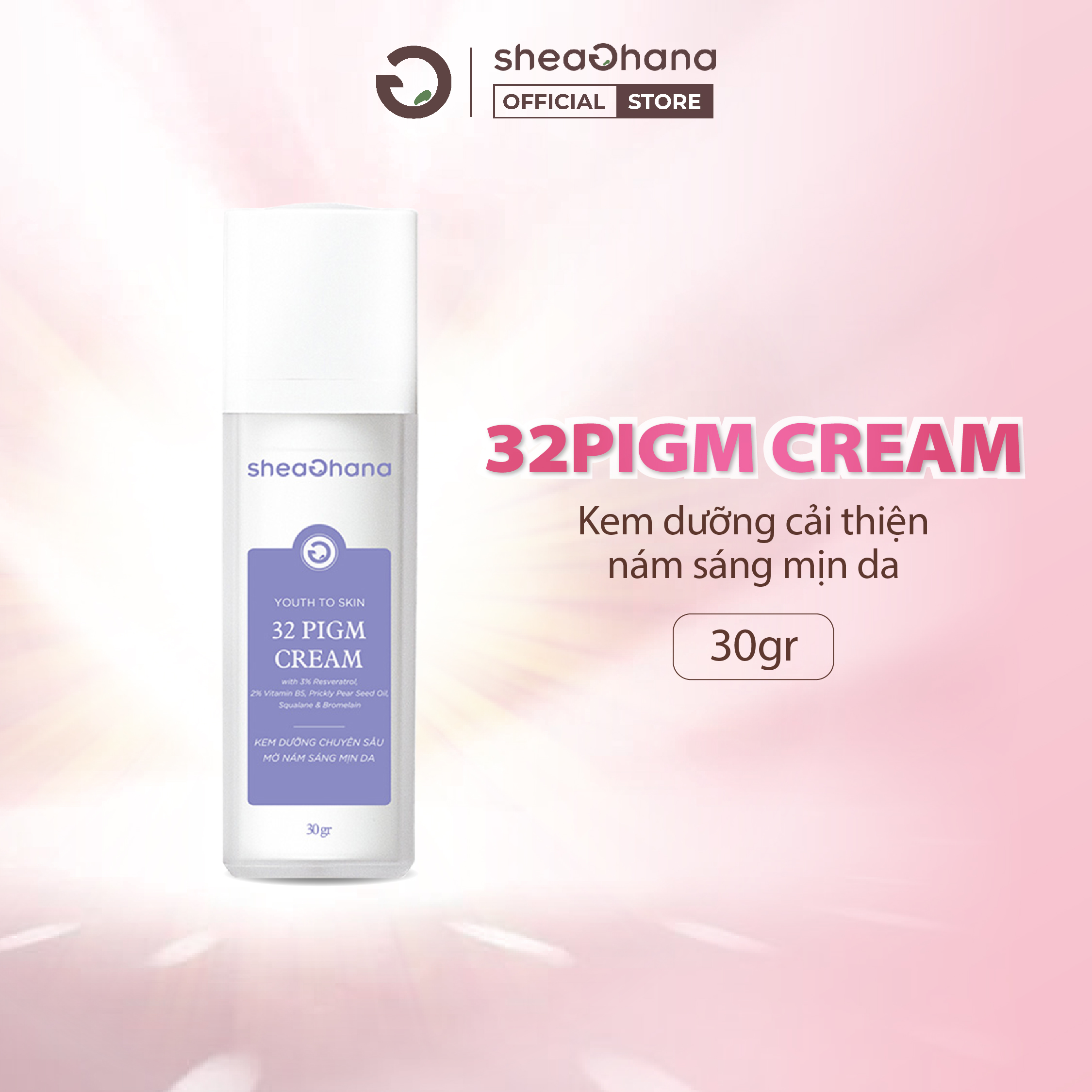 Kem dưỡng chuyên sâu mờ nám sáng mịn da SheaGhana 32 Pigm Cream 30gr