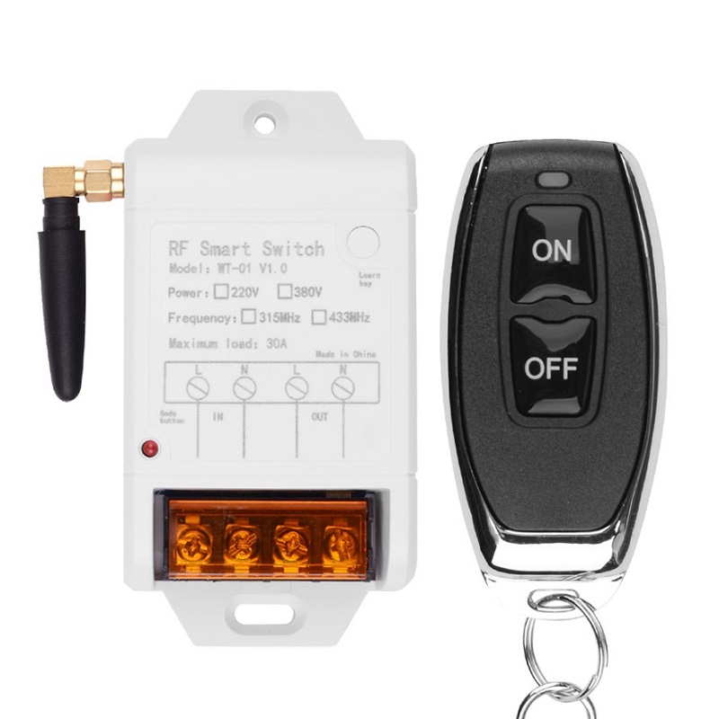 Công nghiệp AC 220V 380V 1CH 30A không dây điều khiển từ xa chuyển đổi nhận transmitter cho Máy bơm nước LED ánh sáng Cửa nhà để xe