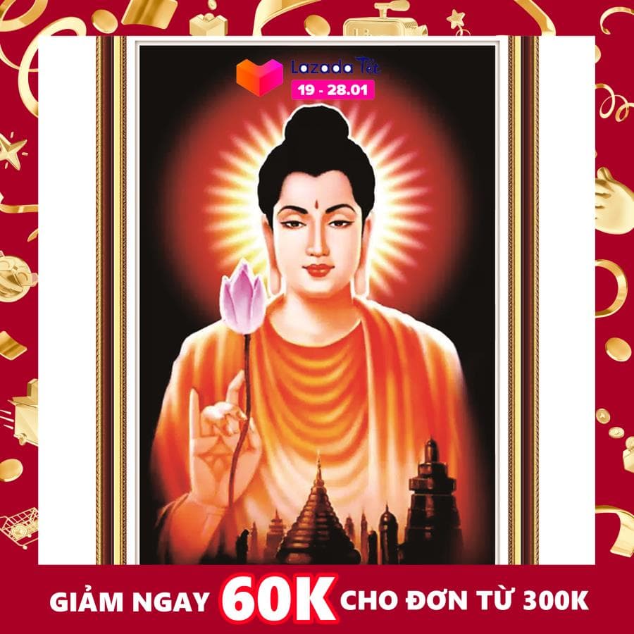 Tranh đính đá Thích Ca Mâu Ni Phật VS336 KT 76x53cm