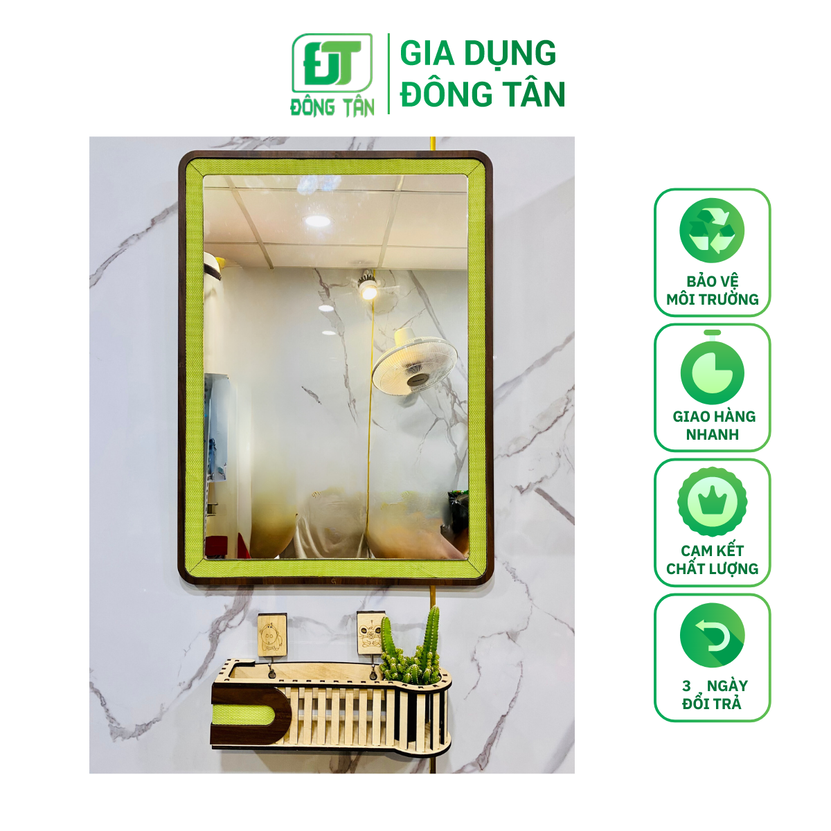 Gương trang trí, gương hàn quốc, gương decor viền hình vuông đông tân