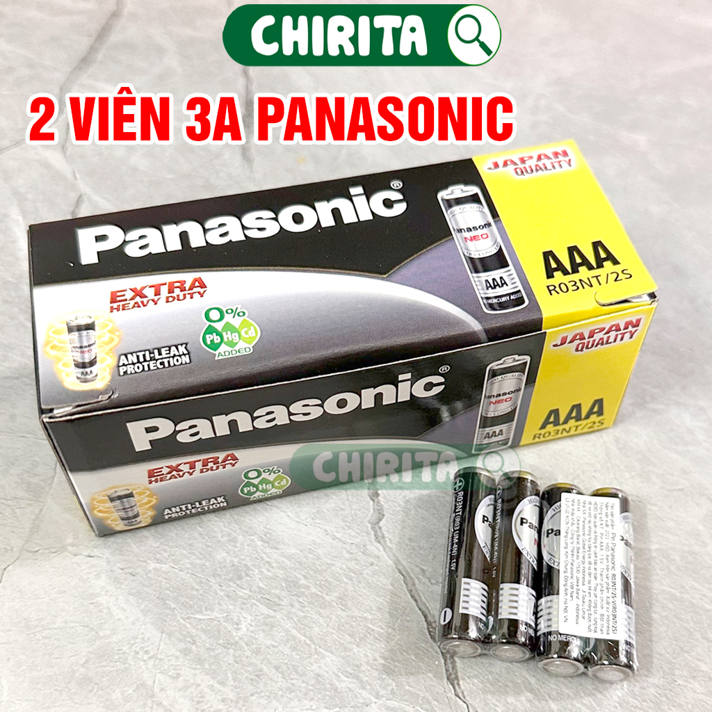 Pin Tiểu AAA Panasonic 2 Viên CHÍNH HÃNG 1.5V- Pin 3A cho Đèn Pin, Remote, Chuột Máy Tính CHIRITA