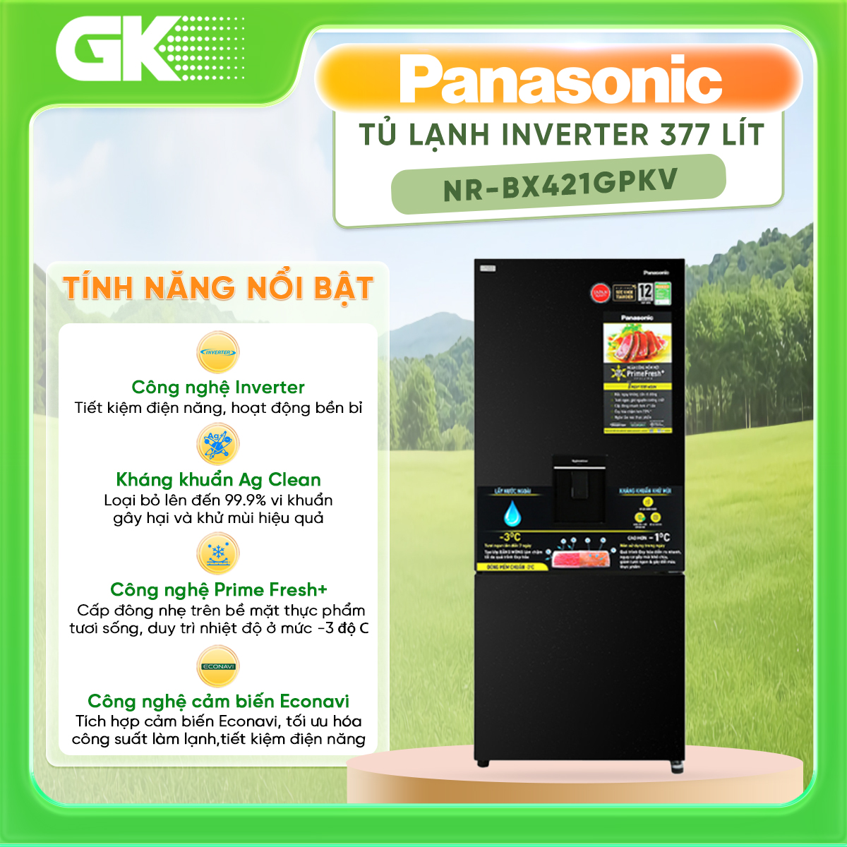 Tủ lạnh panasonic inverter 377 lít nr-bx421gpkv mới 2021 - - hàng mới chính hãng - giao toàn quốc
