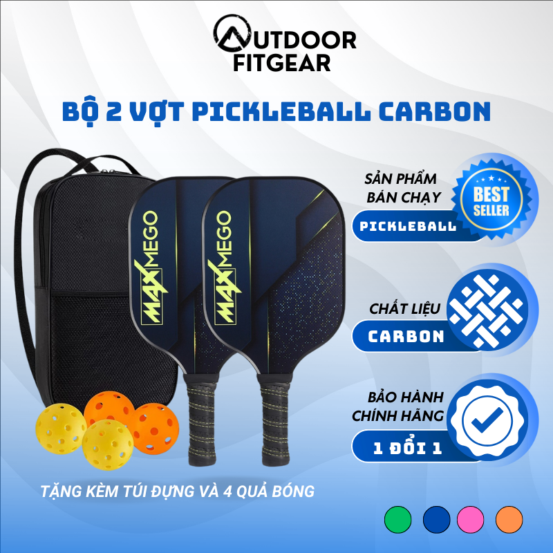 Bộ 2 Vợt Pickleball Siêu Nhẹ Kèm Túi Đựng 4 Quả Bóng Chuyên Nghiệp Bền Đẹp Chắc Tay