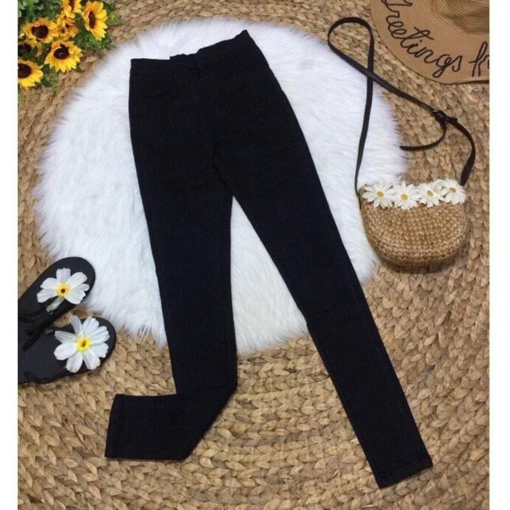 Quần jean nữ (04) lưng cao trơn màu đen tiêu chất siêu giãn ( size 26 - 34 ) đx-04-28