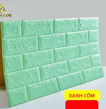 10 tấm xốp  giả gạch 3D màu xanh cốm – mua tấm xốp , mút dán tường cao cấp chống ẩm mốc giá rẻ.Miếng xốp trang trí phòng khách , phòng ngủ đẹp