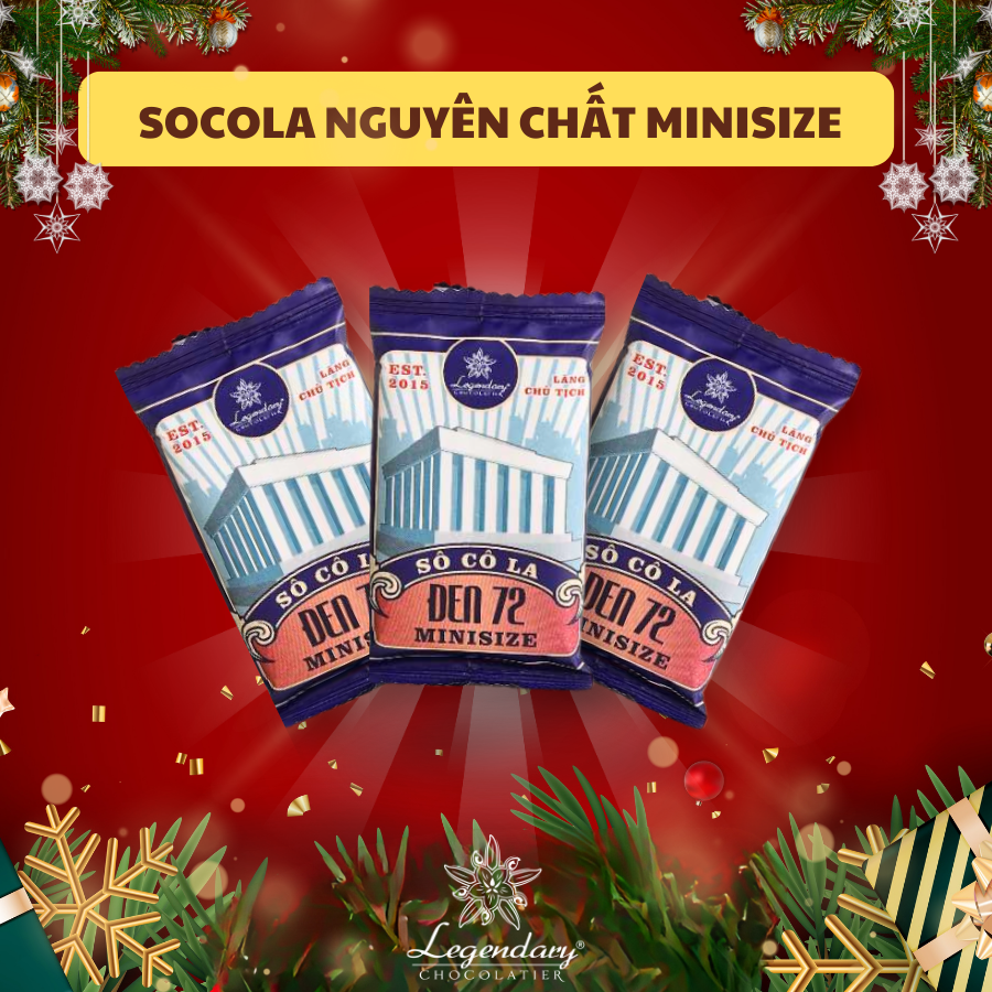 Thanh Socola Nguyên Chất Legendary - Ăn vặt ngon bánh kẹo chất lượng - Sô cô la Đen 72 Minisize 20g